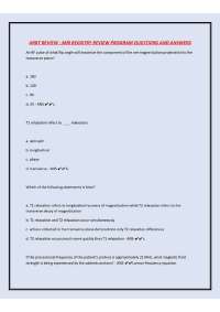 ARRT REVIEW - MRI REGISTRY REVIEW PROGRAM QUESTIONS AND ANSWERS