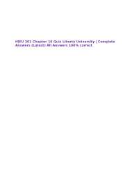 HIEU 201 Chapter 10 Quiz Liberty University | Complete Answers (Latest) All Answers 100%