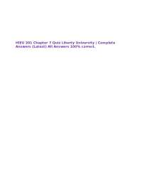 HIEU 201 Chapter 7 Quiz Liberty University | Complete Answers (Latest) All Answers 100%