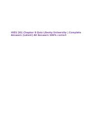 HIEU 201 Chapter 9 Quiz Liberty University | Complete Answers (Latest) All Answers 100%