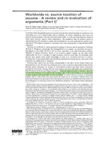 Worldwide vs. Source Taxation of Income: A Review and Re-evaluation of Arguments