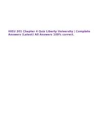 HIEU 201 Chapter 4 Quiz Liberty University | Complete Answers (Latest) All Answers 100%