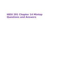 HIEU 201 Chapter 14 Mintap Questions and Answers