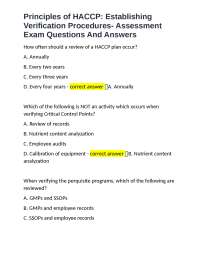 HACCP Principles: Verification Procedures - Exam Questions & Answers