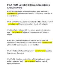 PGA PGM Level 2-3.0 Exam Questions And Answers