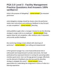 PGA 3.0 Level 3 - Facility Management Practice Questions And Answers 100% verified A+