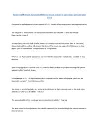 Research Methods in Sports Midterm exam complete questions and answers 2025
