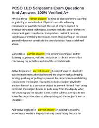 PCSO LEO Sergeant's Exam Questions And Answers 100% Verified A+
