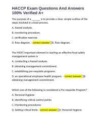 HACCP Exam Questions And Answers 100% Verified A+