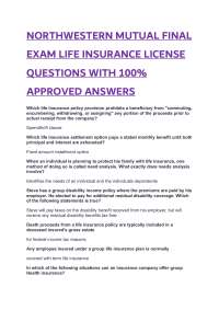NORTHWESTERN MUTUAL FINAL EXAM LIFE INSURANCE LICENSE QUESTIONS WITH 100% APPROVED ANSWERS
