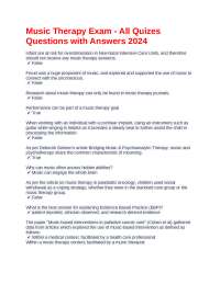 Music Therapy Exam - All Quizes Questions with Answers 2024