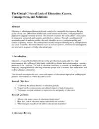 The Global Crisis of Lack of Education (SAMPLE RESEARCH)