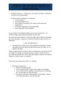 Objetivo da aula 1 em documento
