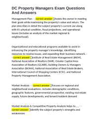 DC Property Managers Exam Questions And Answers