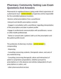 Pharmacy Community Setting Law Exam Questions And Answers