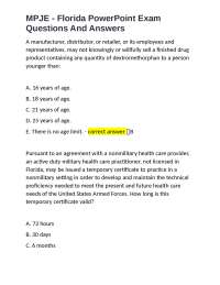MPJE - Florida PowerPoint Exam Questions And Answers