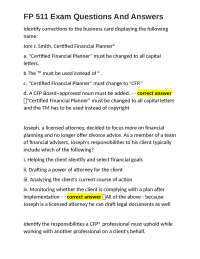 FP 511 Exam Questions And Answers