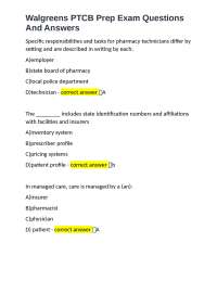 Walgreens PTCB Prep Exam Questions And Answers