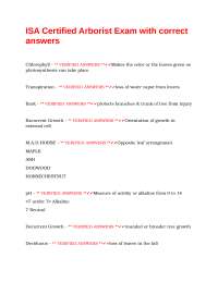 ISA Certified Arborist Exam with correct answers