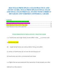 2024 TEXAS PRINCIPLES 1 EXAM PRACTICE AND STUDY GUIDE, TEXAS PRINCIPLES II FINAL EXAM AND