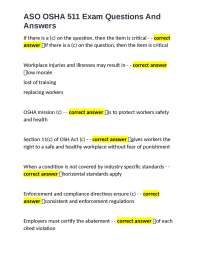 ASO OSHA 511 Exam Questions And Answers