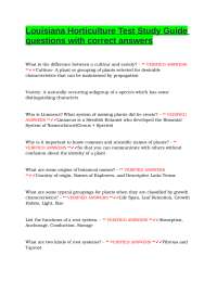 Louisiana Horticulture Test Study Guide questions with correct answers