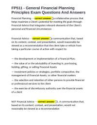 FP511 - General Financial Planning Principles Exam Questions And Answers