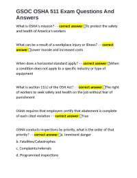 GSOC OSHA 511 Exam Questions And Answers