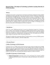 Research Paper: The Impact of Technology on Student Learning Outcomes in STEM Education