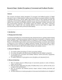Research Paper: Student Perceptions of Assessment and Feedback Practices