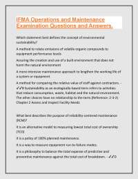 IFMA Operations and Maintenance Examination Questions and Answers