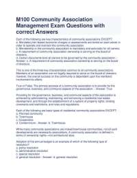 M100 Community Association Management Exam Questions with correct Answers