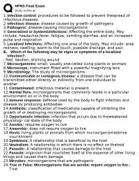 Infection Control and Healthcare Safety: A Study Guide for HPRS Final Exam