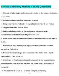 Clinical Chemistry Module 1 Study Questions
