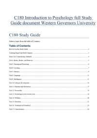C180 Introduction to Psychology full Study Guide document Western Governors University