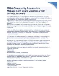 Community Association Management Exam Questions and Answers