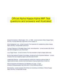 Official Alpha Kappa Alpha MIP Test  questions and answers well illustrated.