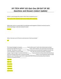 IVY TECH APHY 101 Quiz One (30 OUT OF 30) Questions and Answers (Latest Update)