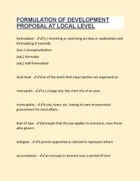 FORMULATION OF DEVELOPMENT PROPOSAL AT LOCAL LEVEL