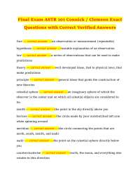 Final Exam ASTR 101 Connick / Clemson Exact Questions with Correct Verified Answers