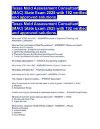 Texas Mold Assessment Consultant (MAC) State Exam 2025: Questions and Answers