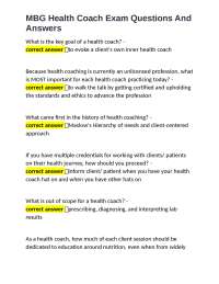 MBG Health Coach Exam Questions And Answers