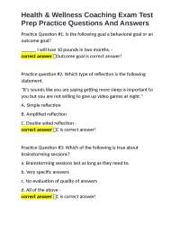 Health & Wellness Coaching Exam Test Prep Practice Questions And Answers