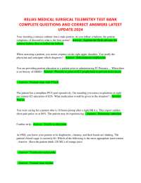 RELIAS MEDICAL SURGICAL TELEMETRY TEST BANK COMPLETE QUESTIONS AND CORRECT ANSWERS LATEST