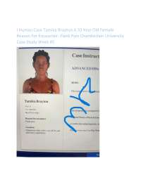 I Human Case Tamika Brayton 33 Year Old Female Reason For Encounter: Flank Pain Chamberlai