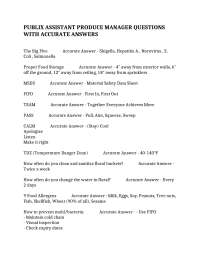 PUBLIX ASSISTANT PRODUCE MANAGER QUESTIONS WITH ACCURATE ANSWERS