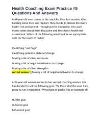 Health Coaching Exam Practice #5 Questions And Answers