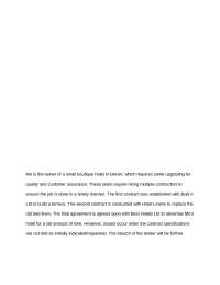 Contract Law: Breach of Contract and Remedies in Hotel Business Scenarios