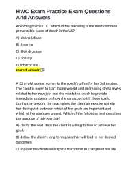 HWC Exam Practice Exam Questions And Answers