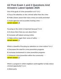 AZ Post Exam 1 and 2 Questions And Answers Latest Update 2025